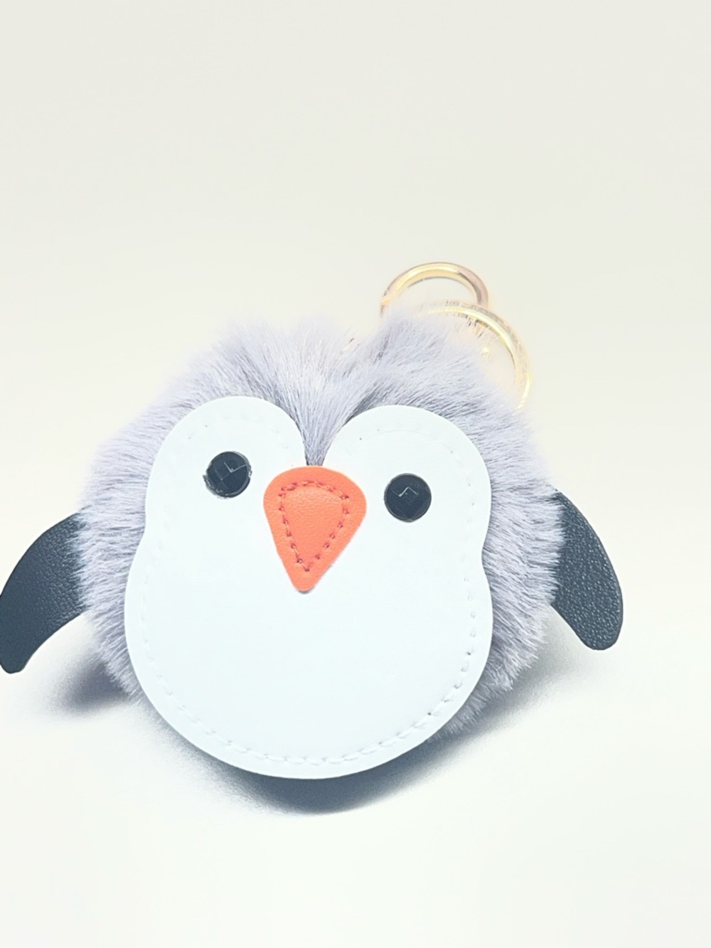 Plush Penguin Keychain Bag Charm - Gray with Orange Beak